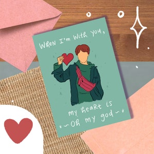 J-Hope Heart Valentijnsdagkaart/-afdruk, Minimal Cute Love Hobi