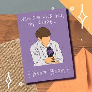 Jungkook "Heart Boom Boom" Card, carta divertente con meme d'amore