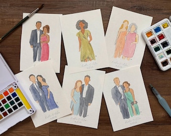 Custom Watercolor Portrait Paintings - Faceless, Sketch, No Background, People or Pets Dogs Cats