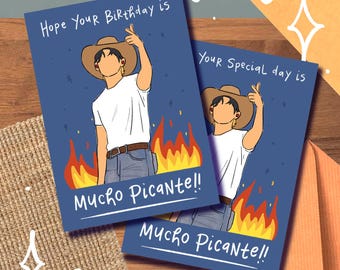 V “Mucho Picante” Card/Print, Taehyung Meme, Birthday Congrats Grad Love Friendship Mexico Spanish