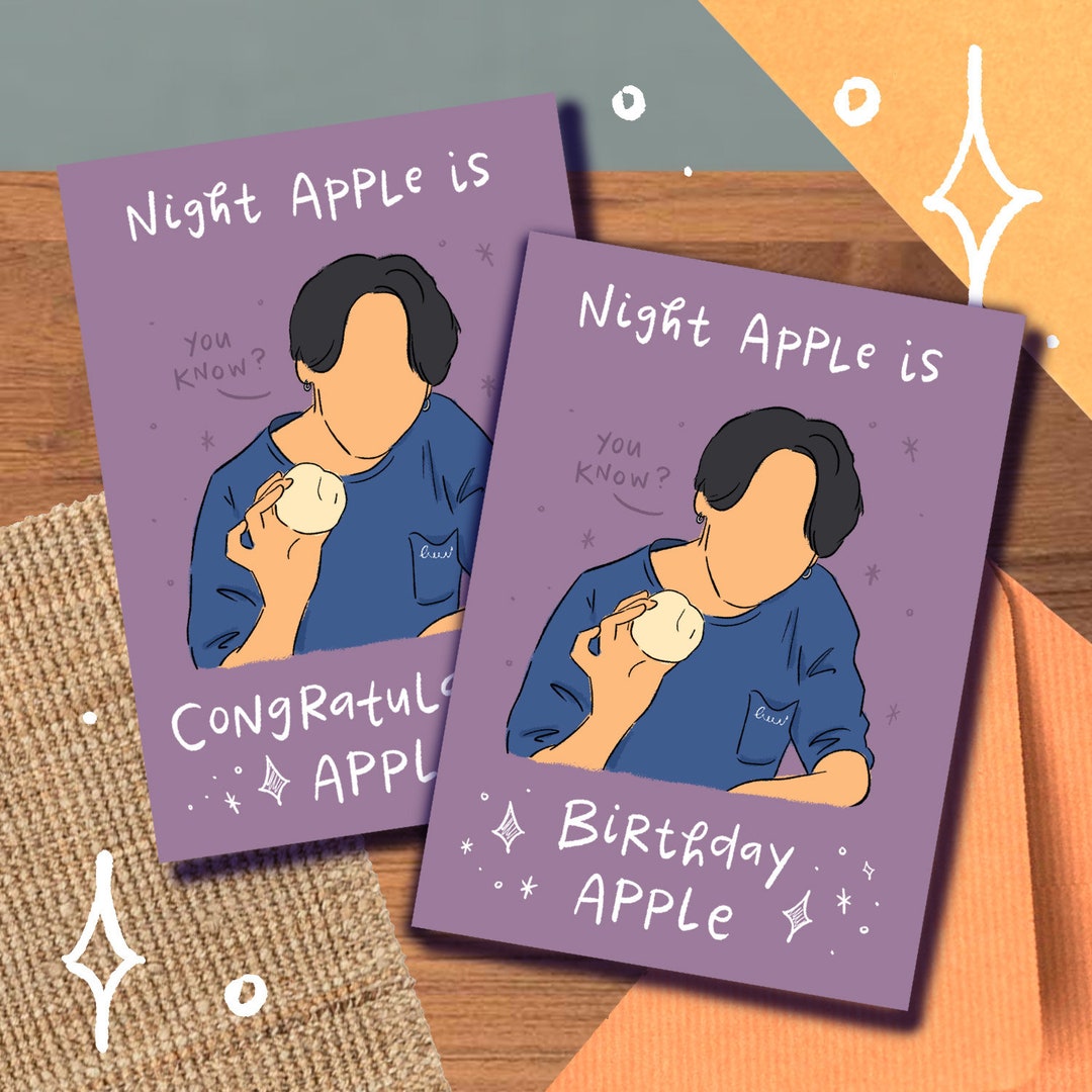 BTS Jungkook night Apple is Poison Apple Card, Meme Birthday