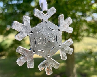 Hand forged 2023 Christmas snowflake Snowflake that can be personalised
