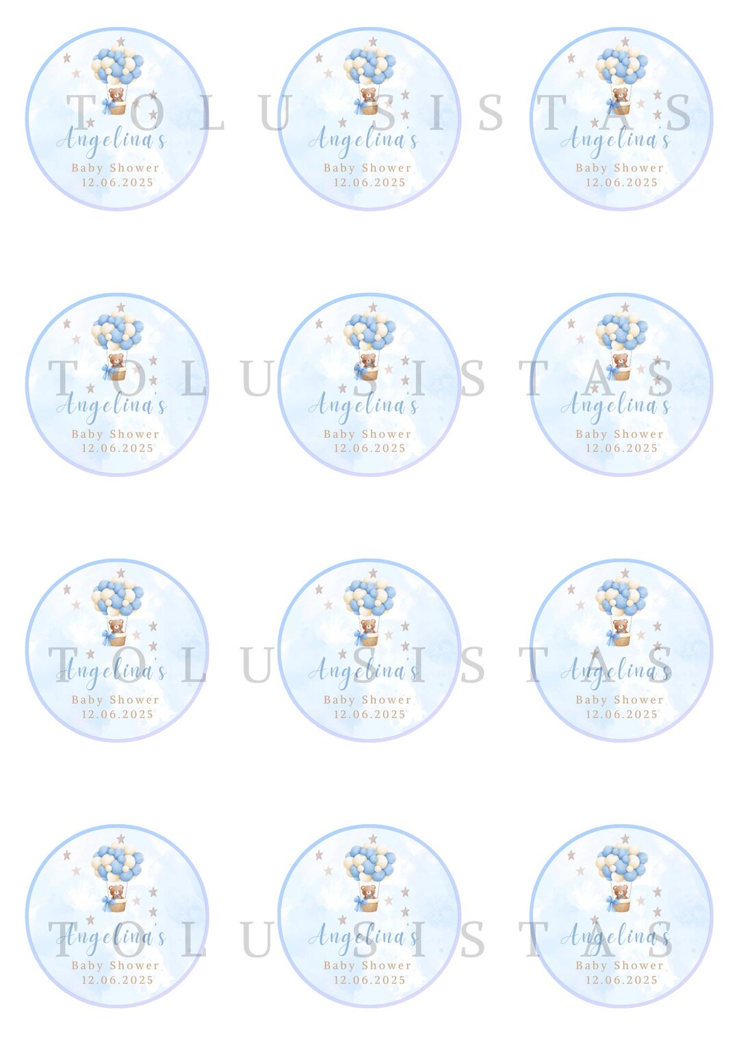 Blue Baby Shower Teddy Bear Cake Toppers, Pastel Blue, Boho Theme ...