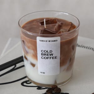 Candela al caffè freddo da 12 once, candela profumata al caffè con design a cubetti di ghiaccio, regali per gli amanti del caffè, candela regalo, negozio di caffè freddo con latte freddo