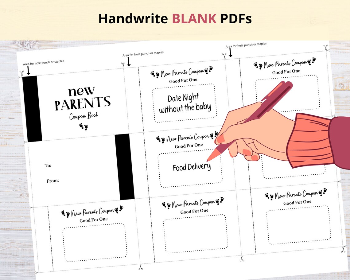 Printable New Parents Coupons New Mom DIY Coupons New Dad Coupons First Time Parents Gift Idea ...