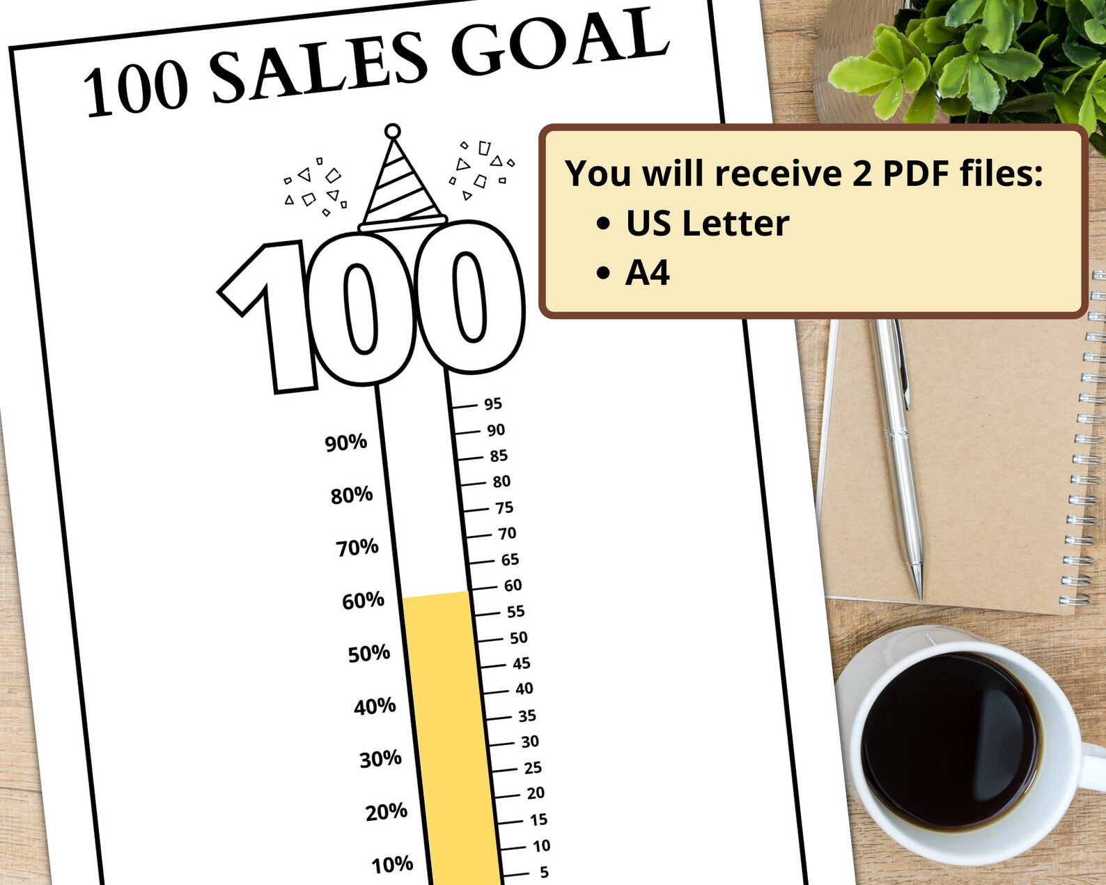 100 Sales Goal Tracker | Printable 100 Sales Coloring Goal Tracker ...