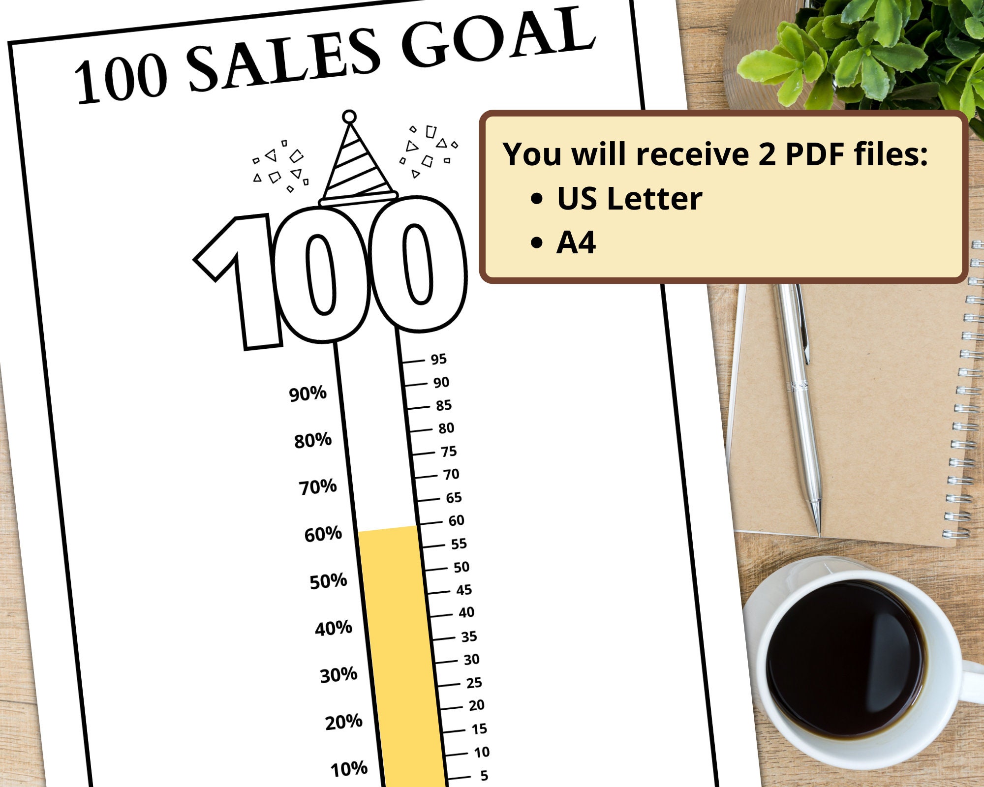 100 Sales Goal Tracker | Printable 100 Sales Coloring Goal Tracker ...