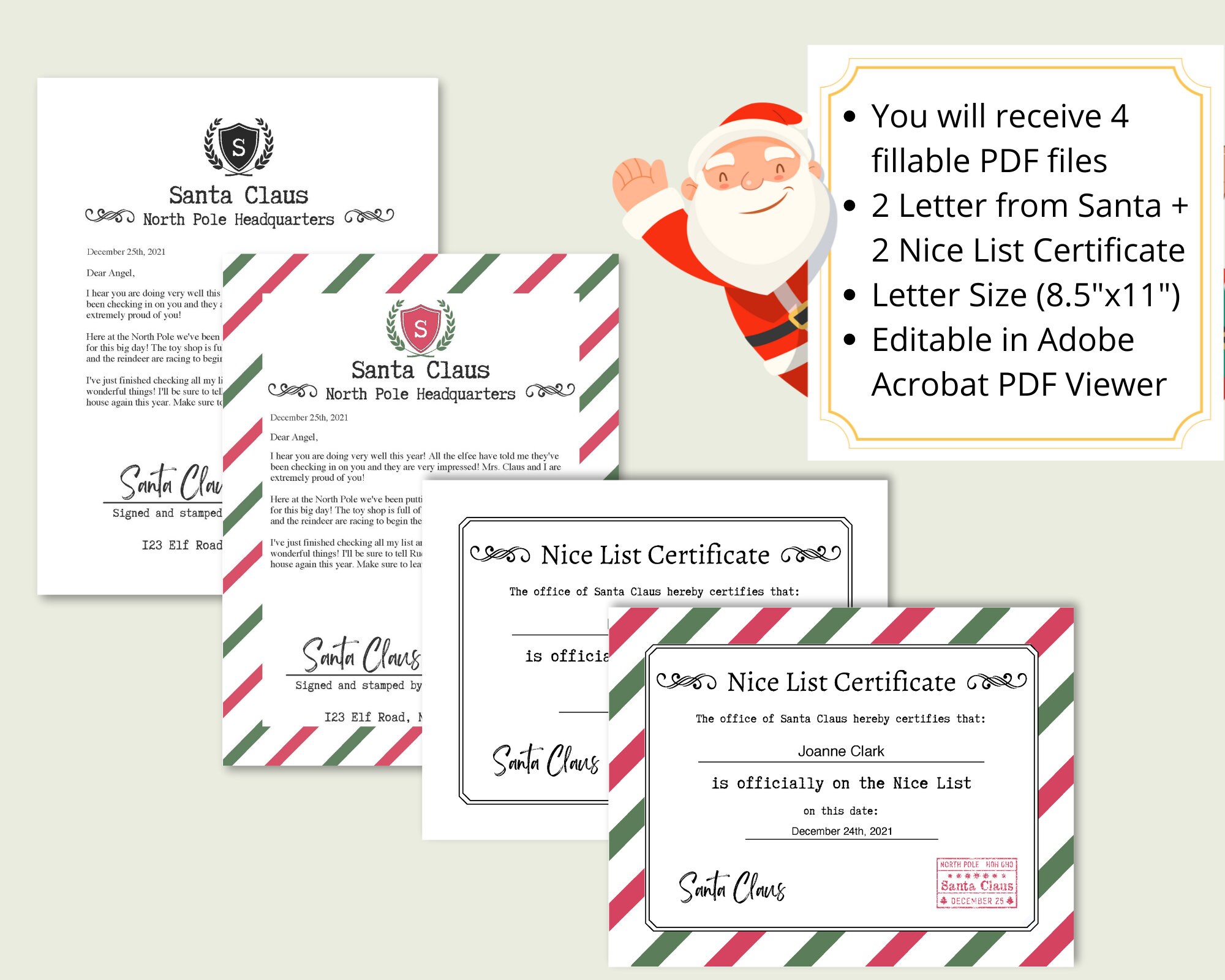 Editable Letter From Santa | Editable Nice List Certificate | Letter ...