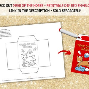 2026 Lunar New Year Placemat | Year of the Horse | Printable Coloring Placemat for Kids | Chinese New Year Kids Coloring Page Activities image 3