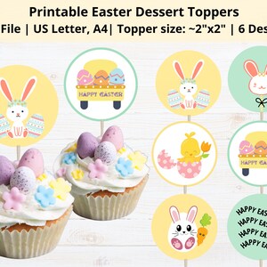 Printable Easter Cupcake Toppers | Easter Dessert Toppers | Easter Bunny Cupcake Toppers | Easter Egg Cupcake Toppers | Easter Party Decor