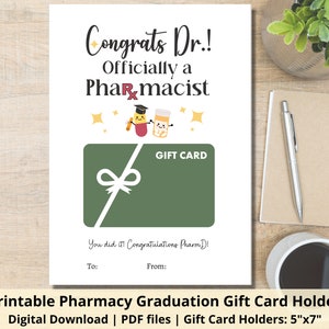 Congrats PharmD Porte-cartes-cadeaux | Porte-carte cadeau imprimable Congrats Doctor | Cadeau de fin d'études de l'école de pharmacie | Idée cadeau diplômé en pharmacie