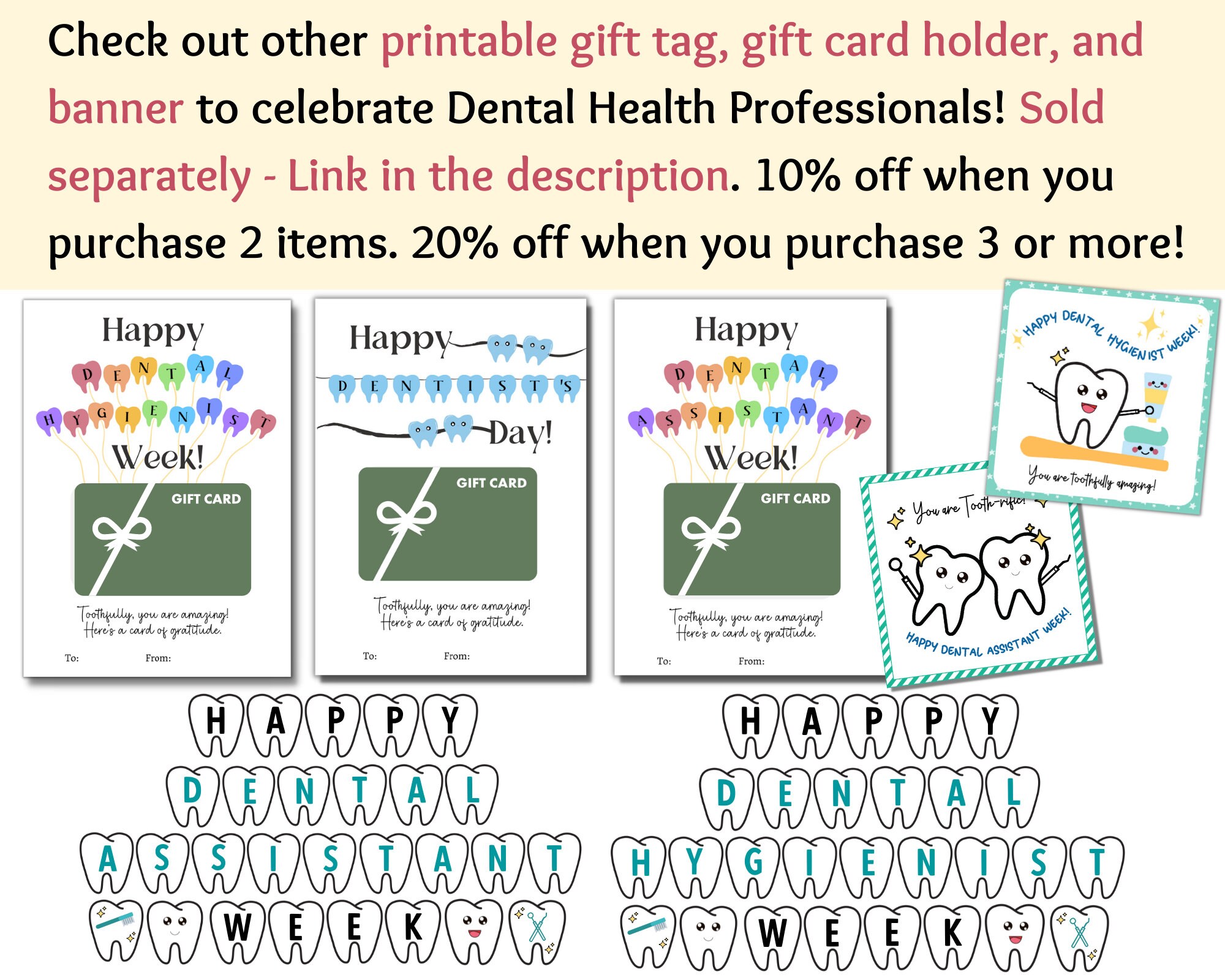 Dental Assistant Week Gift Tags Printable Dental Assistant Etsy