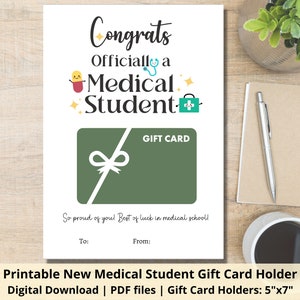 Titular de la tarjeta de regalo para estudiantes de medicina / Felicitaciones imprimibles Titular de la tarjeta de regalo para estudiantes de medicina / Regalo de aceptación de la escuela de medicina / Regalo de graduación