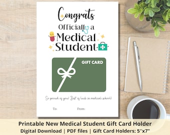 Medical Student Gift Card Holder | Printable Congrats Medical Student Gift Card Holder | Medical School Acceptance Gift | Graduation Gift