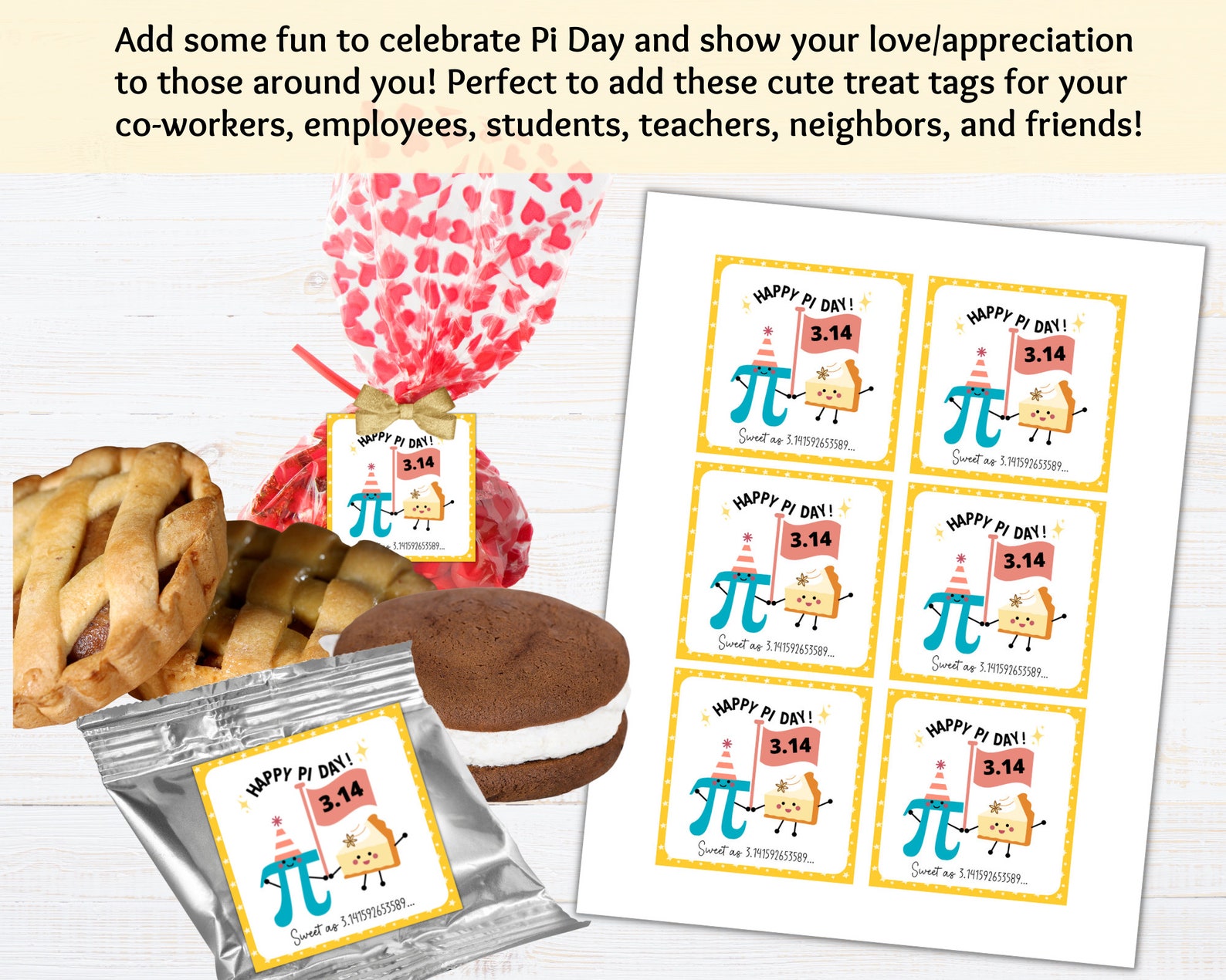 Printable Pi Day Gift Tags Pi Day Treat Tags Pi Day Snack Tags Pi Day