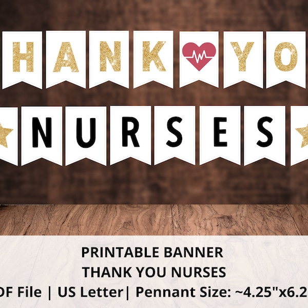 Thank You Nurses Printable Banner | Nurses Week Printable Banner | Printable Nurse Appreciation Banner | Nurses Week Celebration Ideas