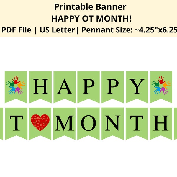Happy OT Month Printable Banner | Happy Occupational Therapy Month Banner | OT Month Celebration Banner | OT therapist Appreciation