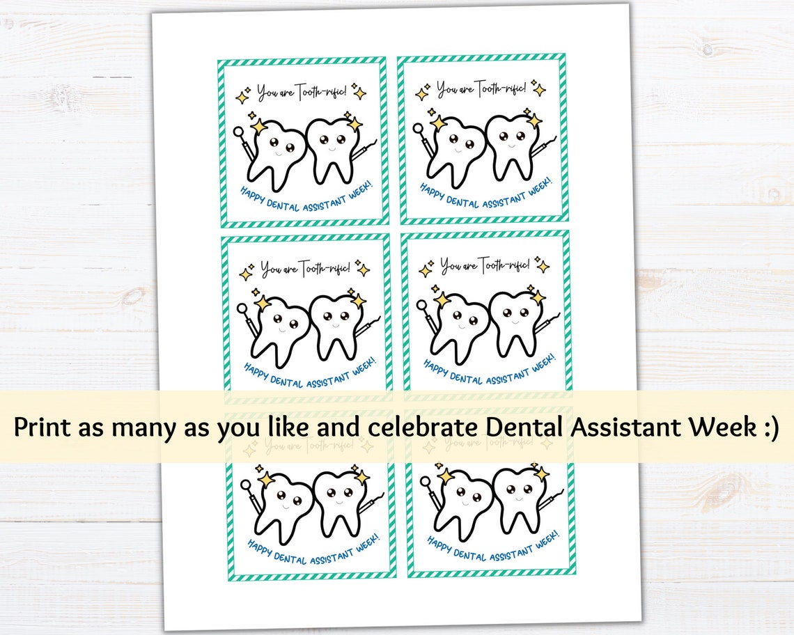 Dental Assistant Week Gift Tags Printable Dental Assistant Gift Tags