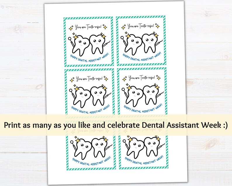Dental Assistant Week Gift Tags Printable Dental Assistant Gift Tags