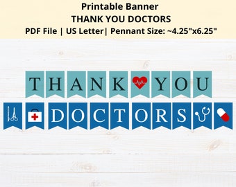 Thank You Doctors Printable Banner | Physician's Week Printable Banner | Printable Doctor Appreciation Banner | Thank You Dr.