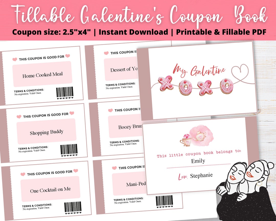 Fillable Galentine's Coupon Book Little Coupon Book for Best Friend