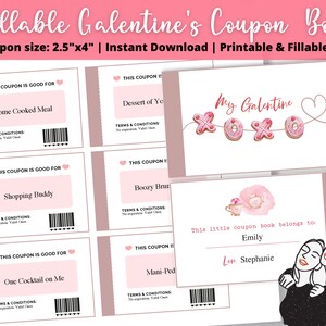 Ausfüllbares Galentine's Coupon Book | Kleines Gutscheinbuch für die beste Freundin | Valentinstag Gutscheinbuch | Galentine's Day Geschenk | BFF Coupon