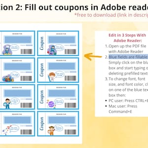 EDITATBLE Kids Coupons | Printable Kids Reward Cards | Printable ...