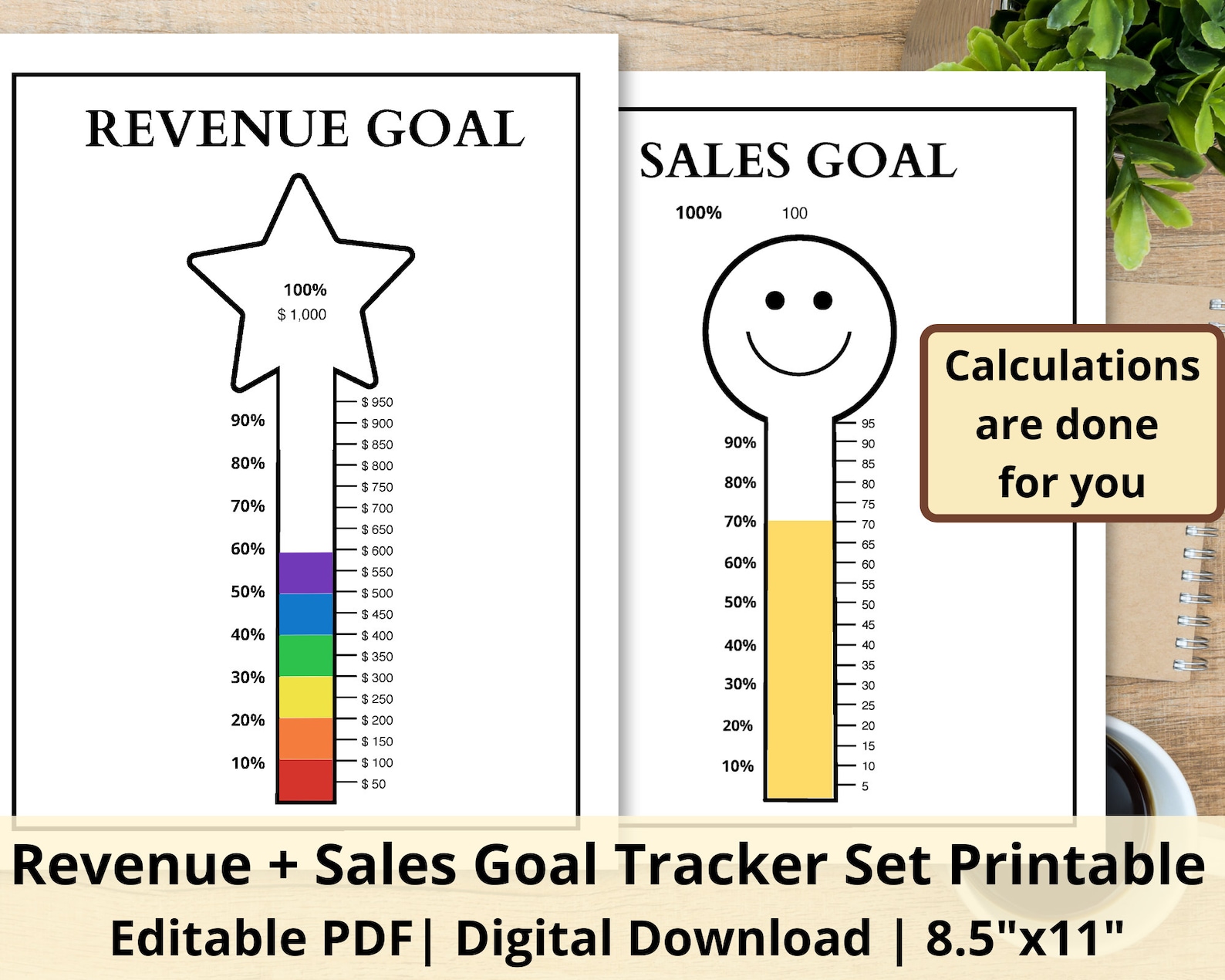 Revenue Goal Tracker Printable Sales Goal Tracker Fillable Etsy Australia