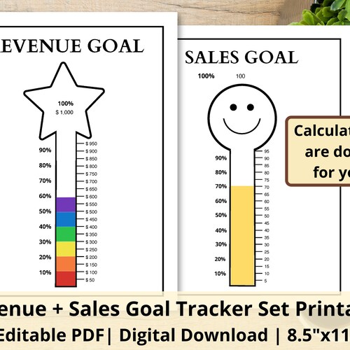 Revenue Goal Tracker Printable Sales Goal Tracker Fillable - Etsy