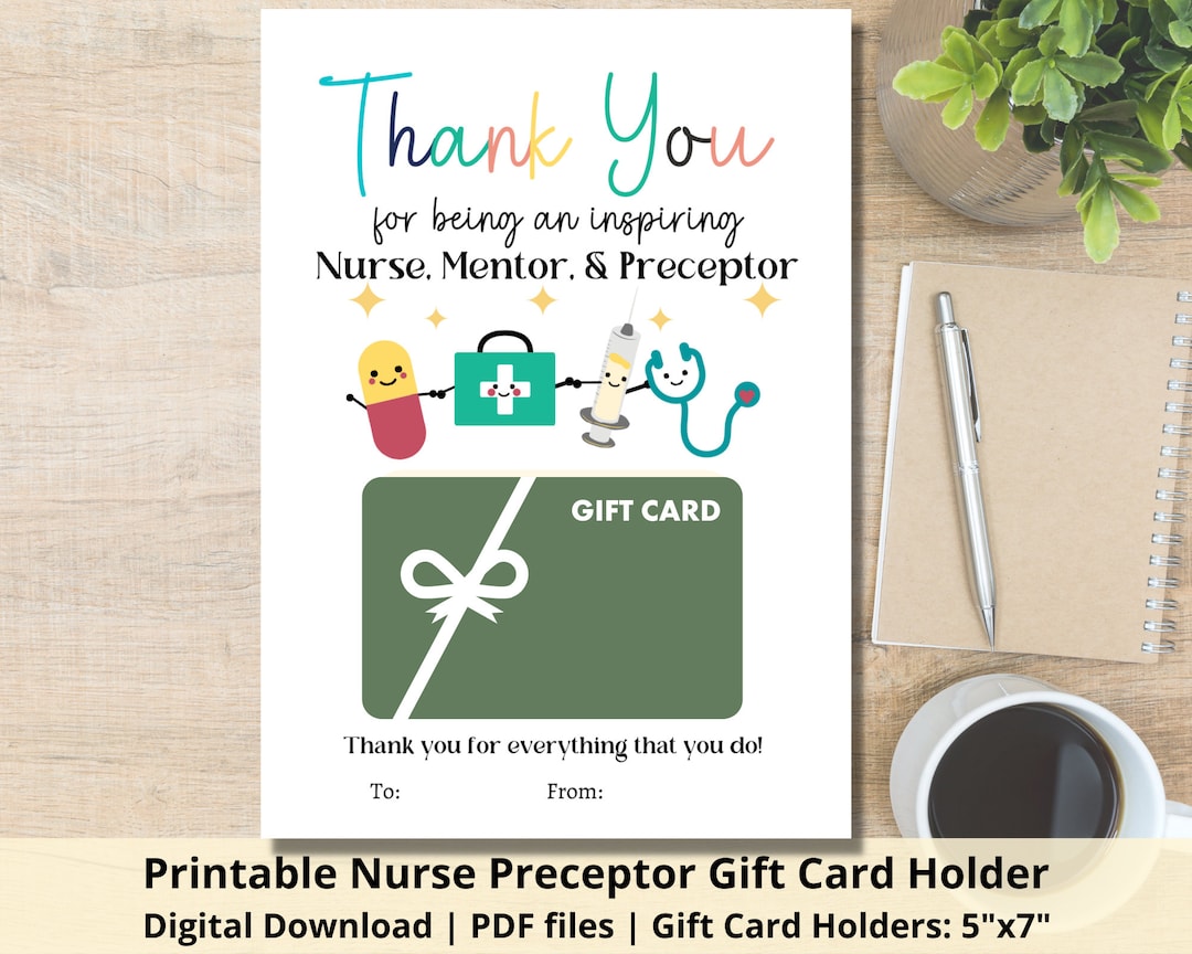 Nurse Preceptor Gift Card Holder Printable Nurse Preceptor Gift Card
