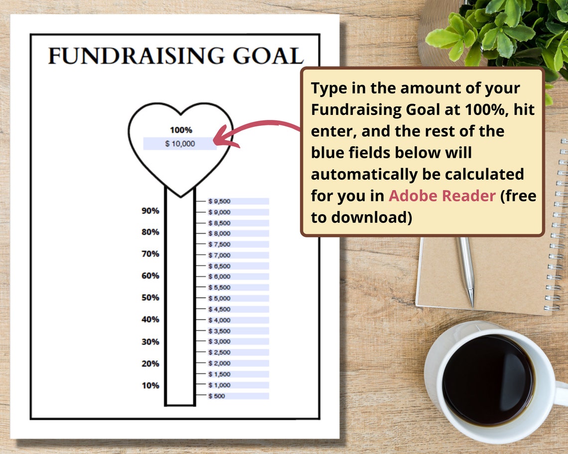 Fundraising Goal Tracker Printable Donation Goal Tracker Fillable Fundraising Goal Tracker Printable Donation Goal Tracker Fillable