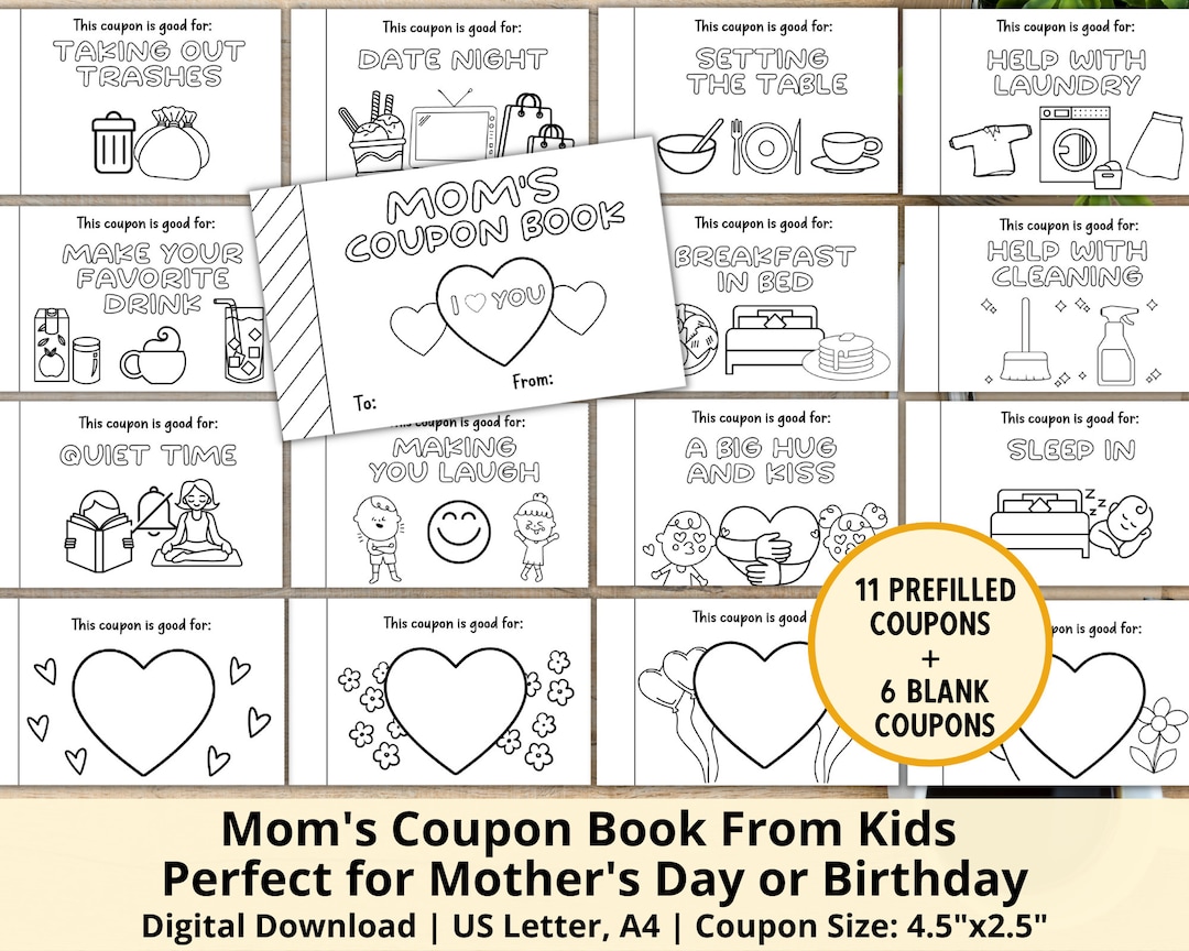 Coupons for Mom From Kids | Printable Kids Coloring Coupons for Mom ...