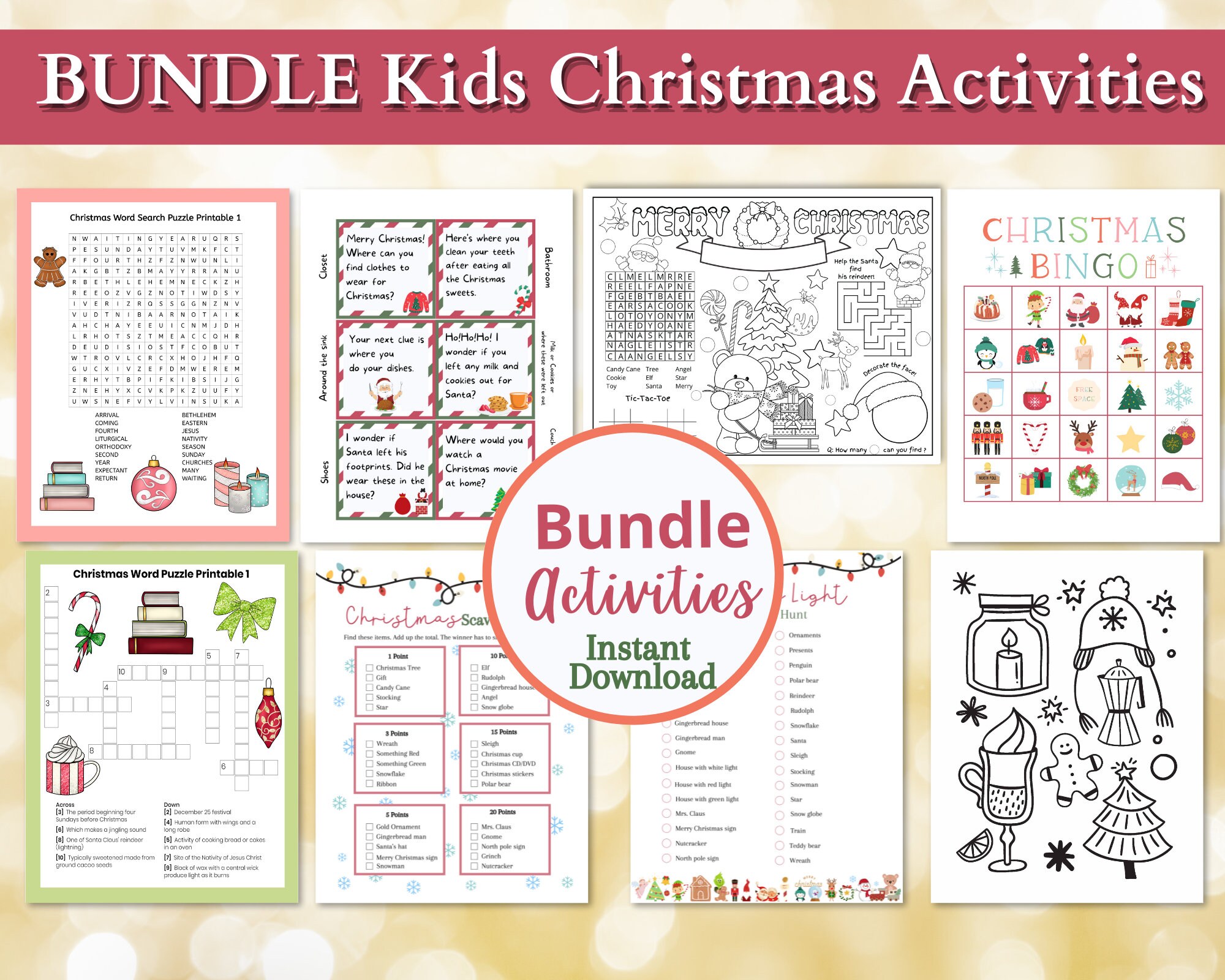 Kids Christmas Activities Bundle | Printable Christmas Games | Activity ...