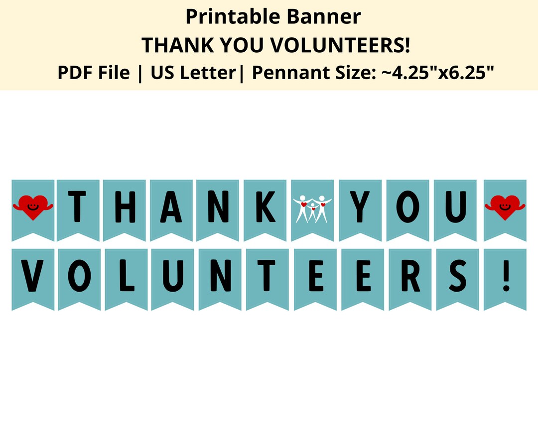 Thank You Volunteers Banner | Printable Volunteer Appreciation Banner ...