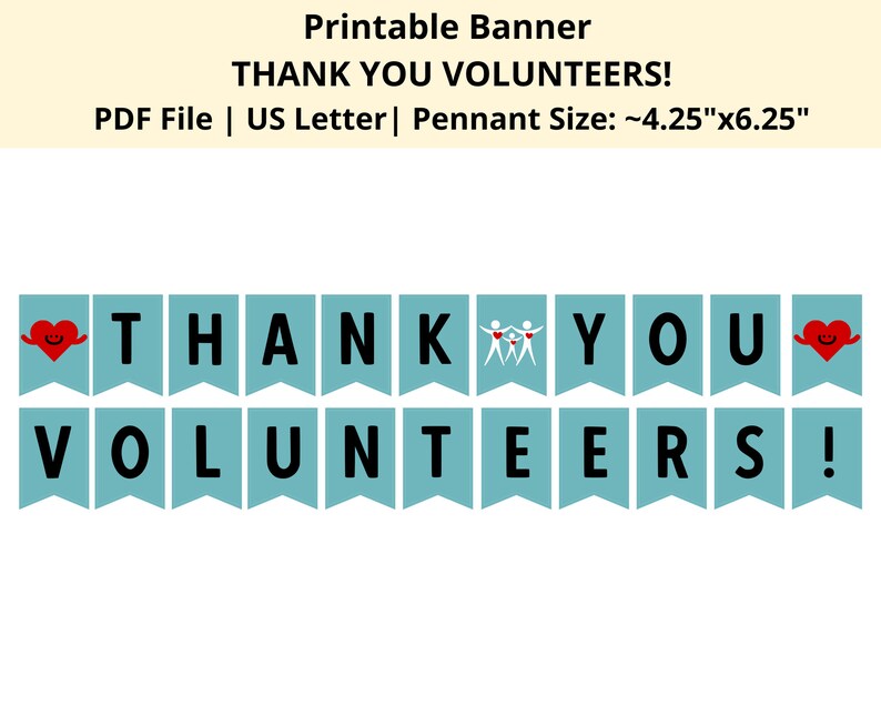 Thank You Volunteers Banner Printable Volunteer Appreciation Banner ...