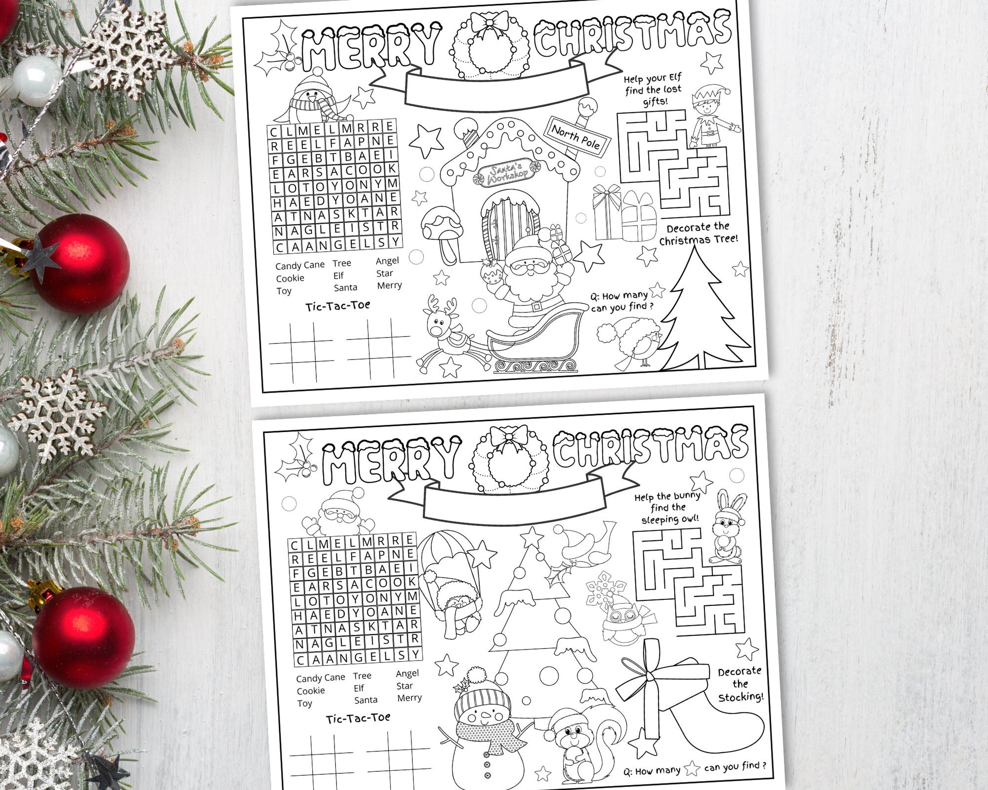 BUNDLE Christmas Placemats Printable Christmas Coloring Placemats ...