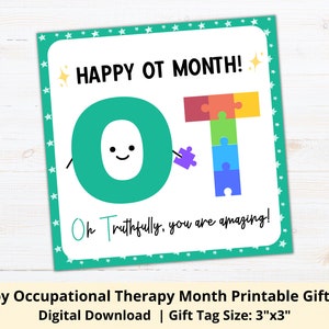 Afdrukbare cadeaukaartjes maand ergotherapie | Gelukkige OT-maand bedankkaartjes | Ergotherapeut Waardering Cadeaukaartjes | Bedankt OT