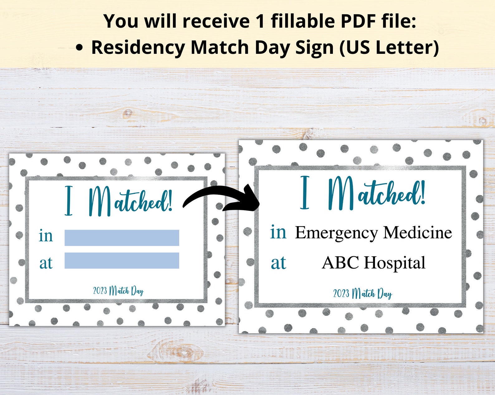 Editable Residency Match Day Sign 2023 Printable I MATCHED Etsy