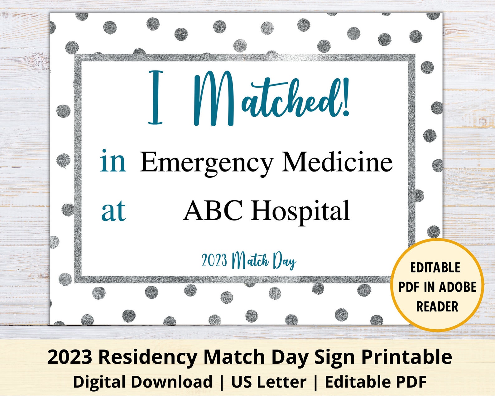 Editable Residency Match Day Sign 2023 Printable I MATCHED Etsy