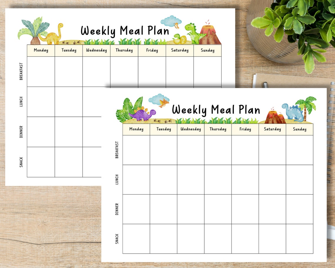 Printable Kids Weekly Meal Planner Fillable Kids Weekly Menu Childcare ...