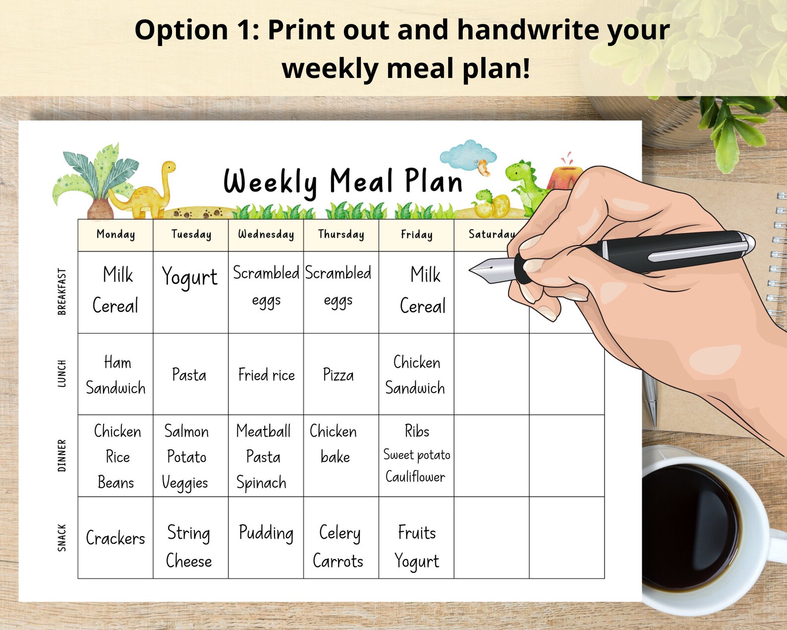 Printable Kids Weekly Meal Planner | Fillable Kids Weekly Menu ...