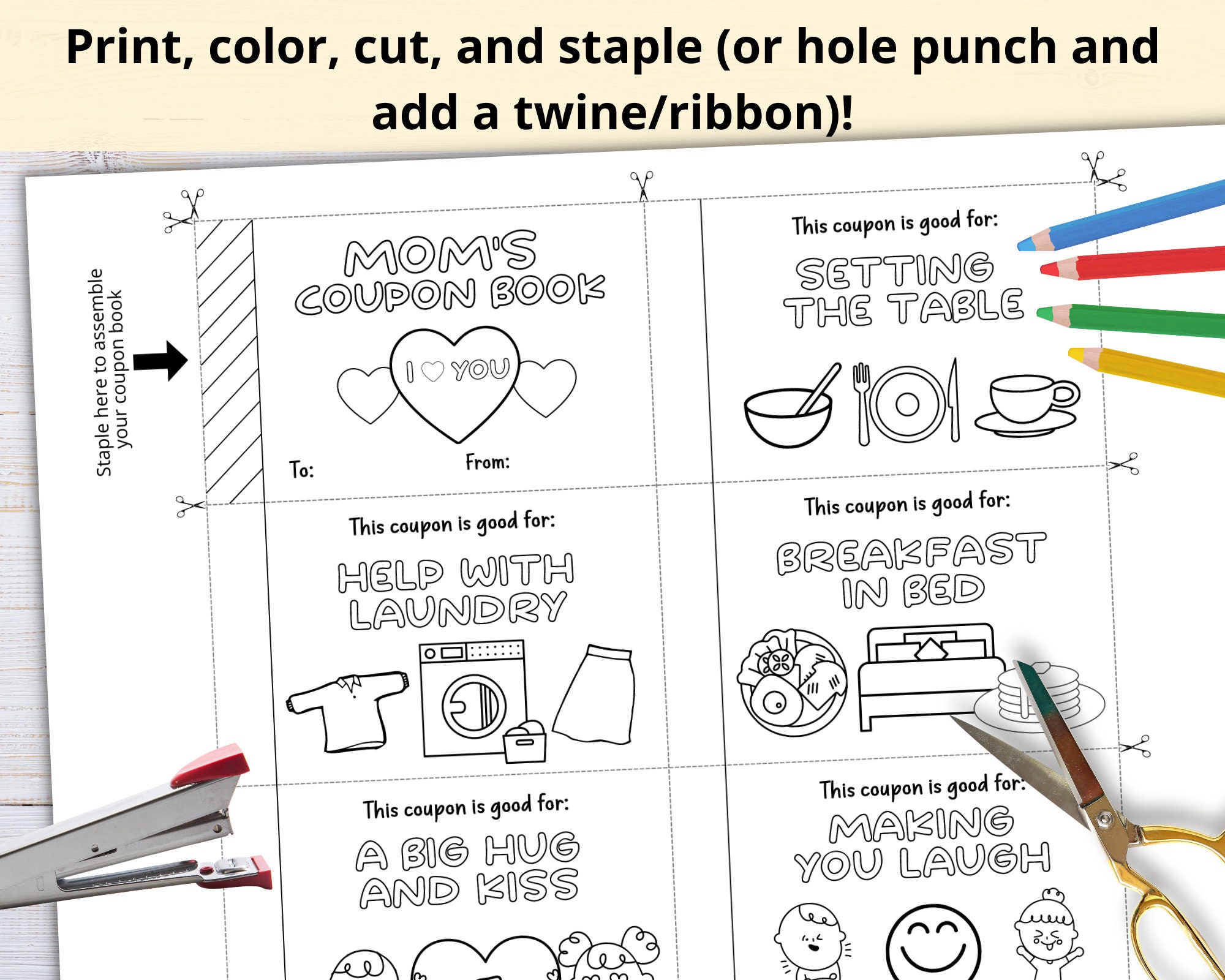 Coupons for Mom From Kids | Printable Kids Coloring Coupons for Mom ...