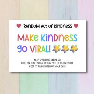 Random Act of Kindness Cards Printable Act of Kindness Cards Pay It ...