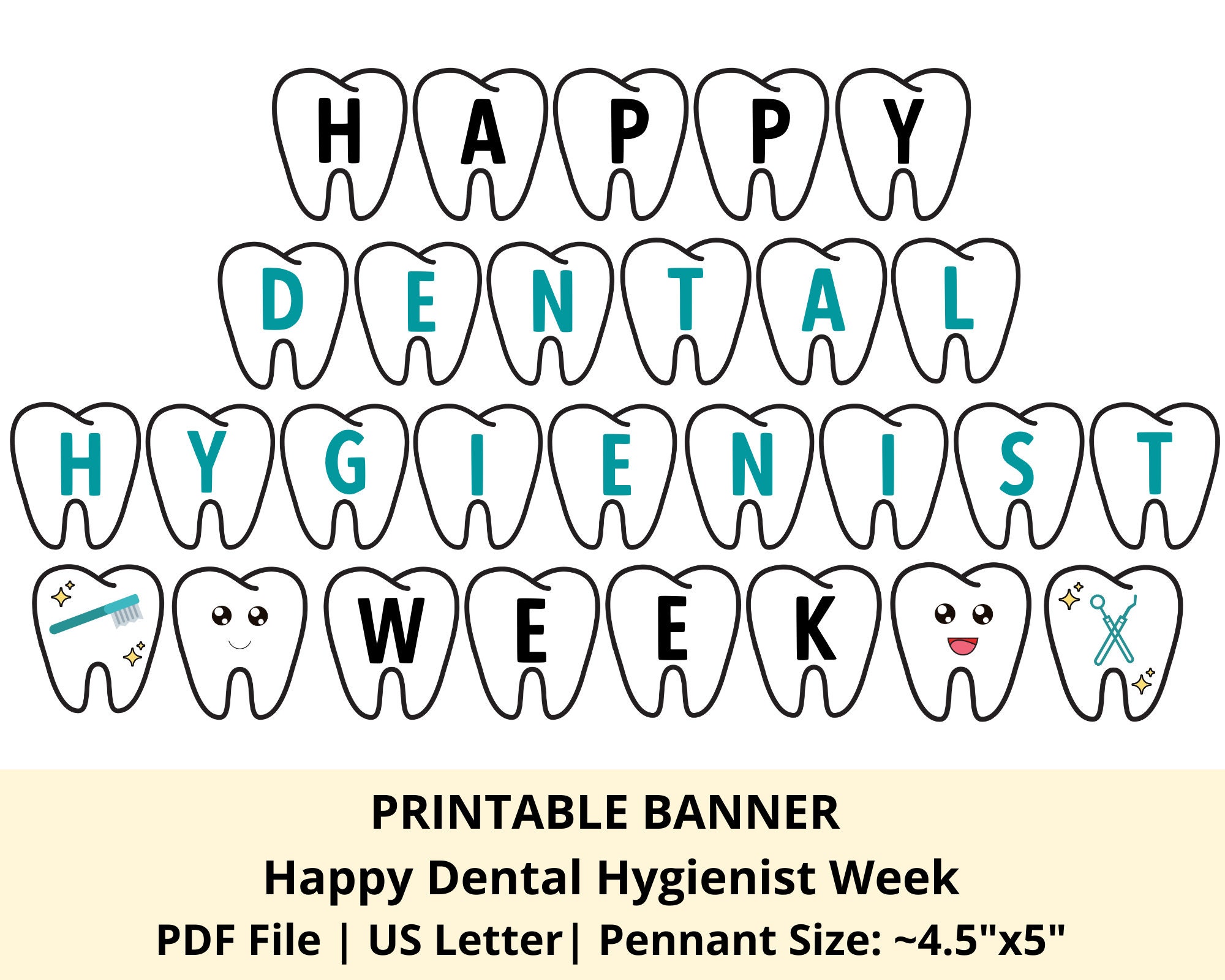 Happy Dental Hygienist Week Printable Banner Dental Etsy