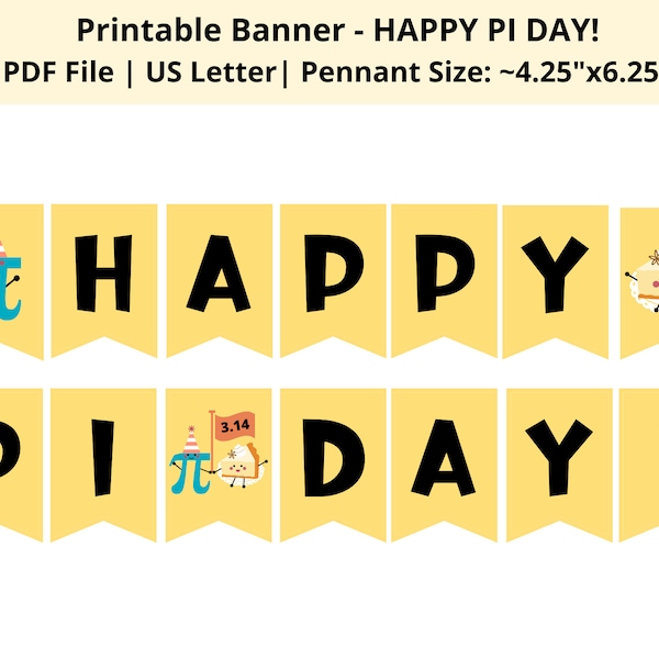 Pi Day Printable Banner | Happy Pi Day Banner | Pi Day Classroom Banner | Pi Day Party Banner | Pi Day Bake Sale Banner