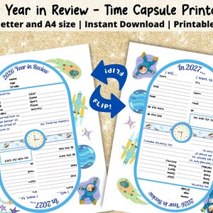 2026 Year in Review |  2027 Kids New Years Resolution Printable | Kids Time Capsule | News Years Eve Activity | New Years Reflection