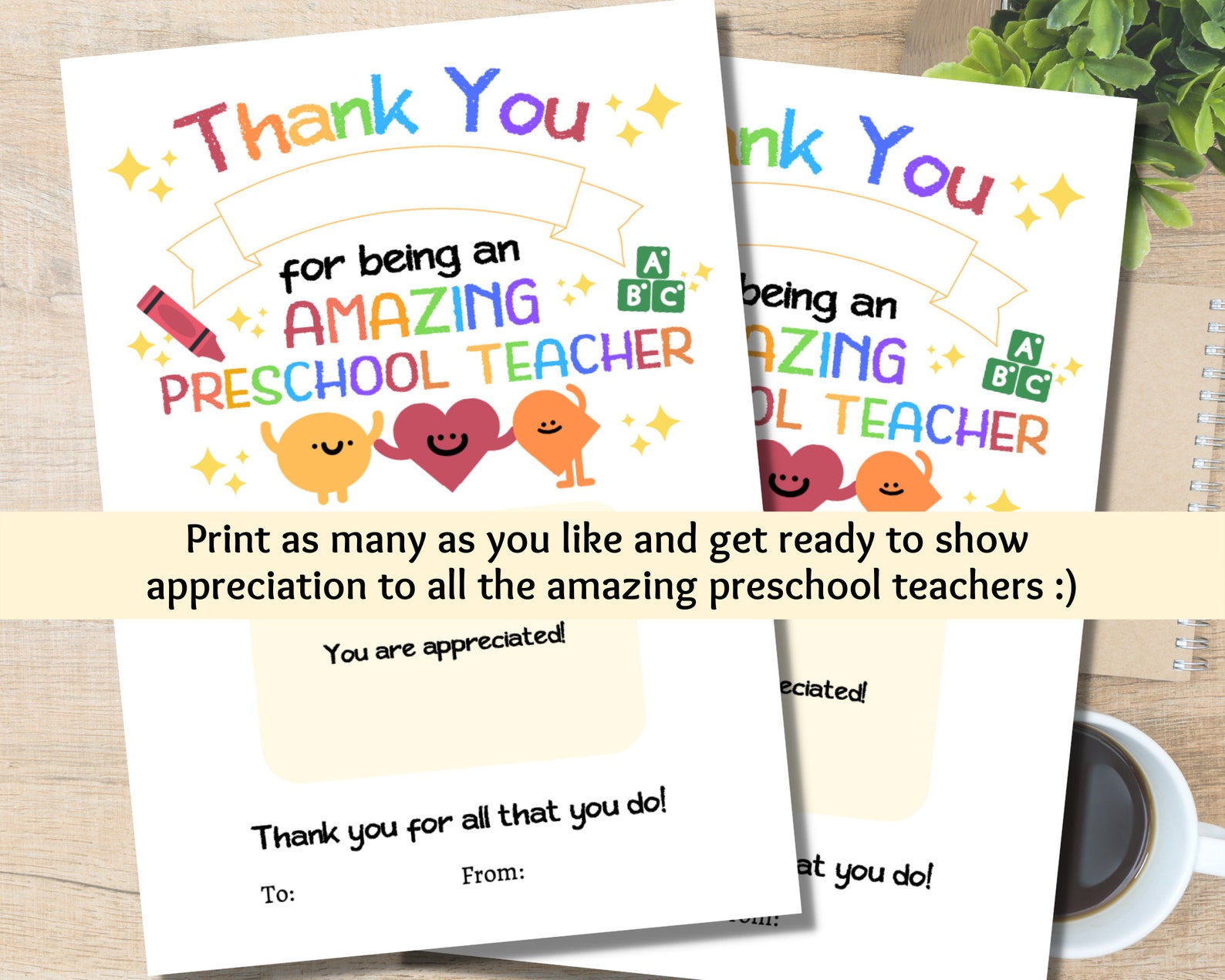 Preschool Teacher Appreciation Gift Card Holder | Printable Daycare ...