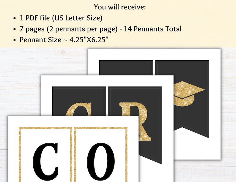 Congrats Grad Banner | Printable Congrats Banner | Black and Gold ...