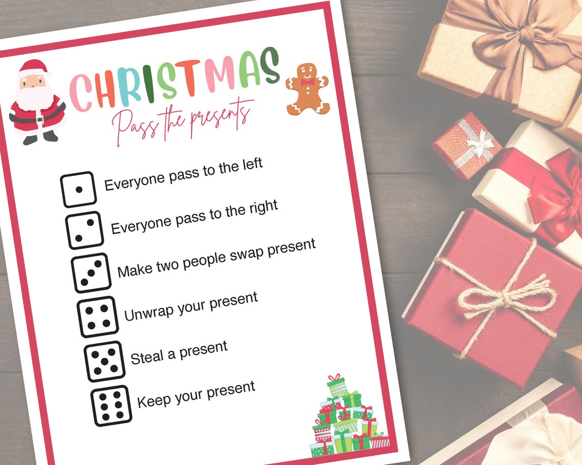 Editable Gift Exchange Dice Game Printable Pass the Gift Dice Game ...