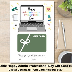 Happy Administrative Professional Day Gift Card Holder | Printable Admin Day Gift Card Holder | Employee Appreciation Gift Card Holder